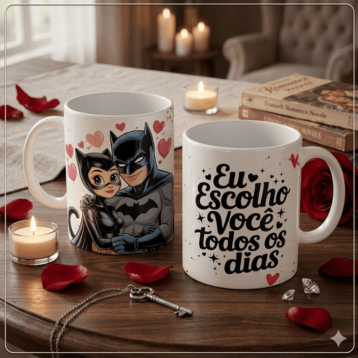 Amostra Caneca Batman e Mulher Gato