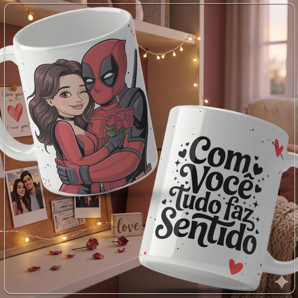 Amostra Caneca Dead Pool e Vanessa
